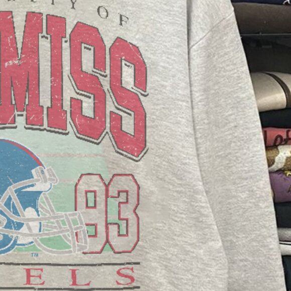 Vintage Ole Miss Rebels Football Sweatshirt University of Mississippi Shirt Tee - Picture 3 of 4